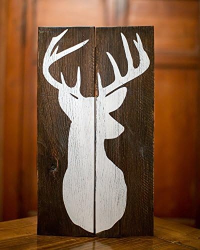 Deer Head Buck Silhouette Art | Buck Mount Wall Art | Hand Painted Deer On Reclaimed Wood