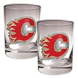 Calgary Flames NHL 2pc Rocks Glass Set - Primary Logo by Great American Products