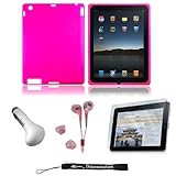 Pink Magenta Silk Premium Durable Protective Skin for Apple iPad 2 Tab Tablet 2nd Generation + Includes a High Quality and Durable Anti Glare Screen Protector, will prevent from any scratches and dirt going to your iPad Touch Screen + Includes a Car Charger and High Quality Earphones Headphones