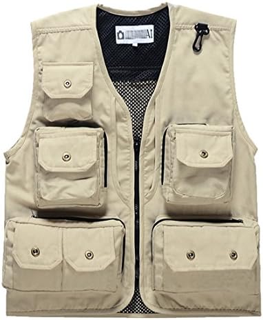 LIANIHK Mens Multi Pockets Casual Outdoor Sport Fishing Vests Jackets