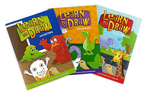 Learn to Draw Book Collection (Trace & Draw - Pack of 3) - Monsters, Dinorsaurs and Zoo Animals
