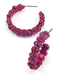 Pink Rhinestone Hoop Fashion Earrings