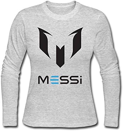 CLHUA Women's Lionel Messi Personal Logo Long Sleeve T-shirt Gray L
