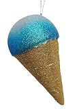 Blue Glitter Ice Cream Cone Christmas Ornament