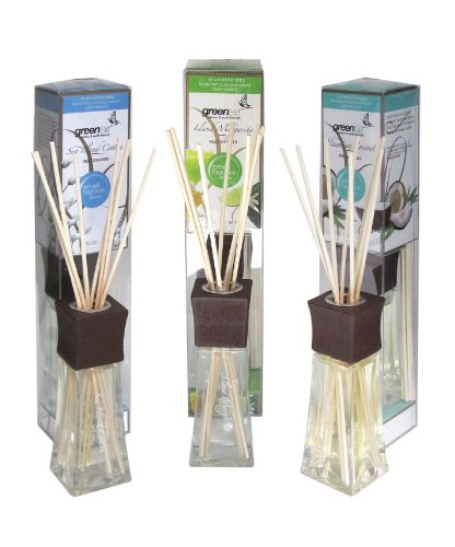 Greenair All Natural Reed Diffuser Set, Island Cotton, Margarita and Coconut