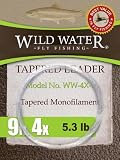 Wild Water Fly Fishing Tapered Leader-4X, 9'