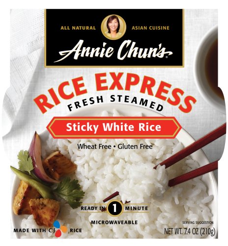 Annie Chun's Rice Express Sticky White Rice, 7.4-Ounce Microwavable Bowls (Pack of 6)
