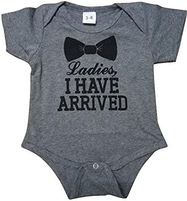 Genius Baby Boys Girls Bowknot Funny Short Sleeve Romper Bodysuit Playsuit Outfit (0-3months, Grey)