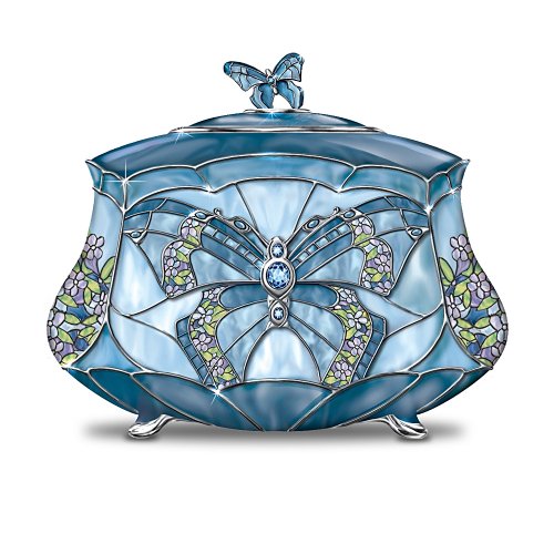 Louis Comfort Tiffany-Style Beauty Takes Wing Collectible Butterfly Music Box by The Bradford Exchange