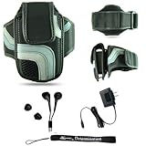 Black Adjustable Deluxe Sportband / Workout Armband with Adaptable Neck Str ....