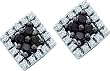 Square 1/4 Ctw. Black and White Diamond Earring Studs