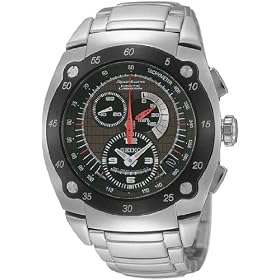 Seiko, Chronograph, Black Dial, All Stainless Steel SNL043