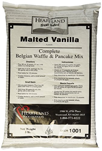 Heartland Food Products Belgian Waffle and Pancake Mix, Malted Vanilla, 5 Pound