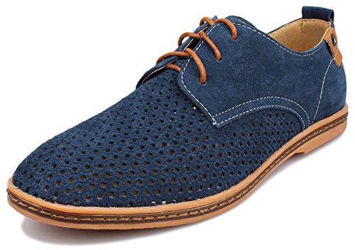 Kunsto Men's Leather Oxfords Dress Shoes Lace up Breathable Upper