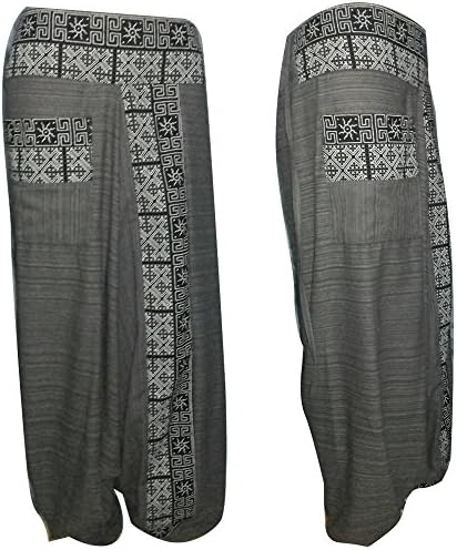 Hippie Boho Gypsy Yoga Belly Dance Art Thai Harem Tribe Baggy Fisherman Pants [Gray]