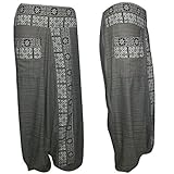 HIPPIE künstlerischen Gegend gypsy yoga Belly Dance Art Thai harem Stamm baggy Fisherman Hosen [Gray]