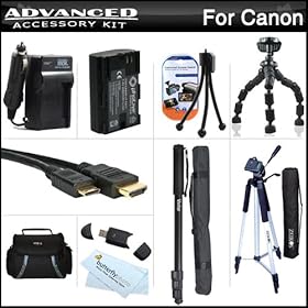 Advanced Accessory Kit For Canon EOS 6D DSLR Camera Includes Extended (2200mAh) Replacement LP-E6 Battery + Ac/Dc Travel Charger + Deluxe Case + Mini HDMI Cable + 57 Pro Tripod + 67 Monopod + USB Card Reader + Lens Pen + Screen Protectors + More