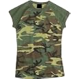 Womens Camouflage Vintage Military Raglan Short Sleeve T-shirt