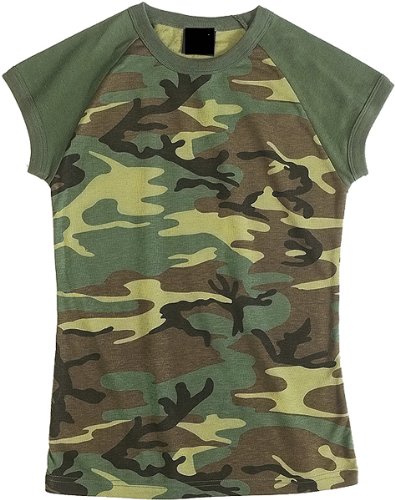 Rothco Womens Raglan T-Shirt - Woodland Camo, X-Large