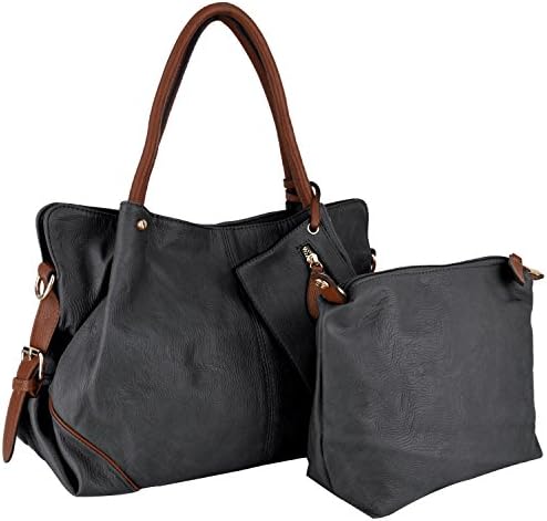 Hynes Eagle Large Shopper Hobo Shoulder Handbag with Coin Wallet (black)