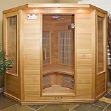 Sun Life Newport 3 Person Corner Sauna Cedar - Carbon Fiber Dry Heat FAR Infrared Portable Detox