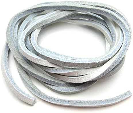Geniune Leather Shoelaces 1/8" Square Solid Colors - White - 45"
