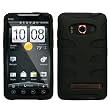 Sprint HTC Evo 4g Hybrid Fishbone plastic/gel Protector Case Cover - Black/Black