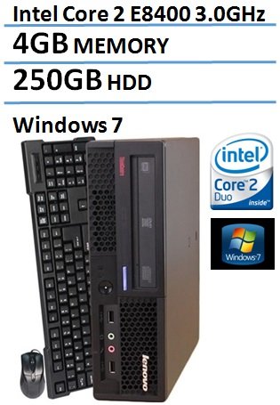 Lenovo ThinkCentre M58P Ultra Small Form Factor Business Desktop(Intel Core 2 Duo E8400 3.0GHz), 4GB DDR3 RAM, 250GB HDD, DVD, Gigabit Ethernet, VGA, Windows 7 Professional (Certified Refurbished)