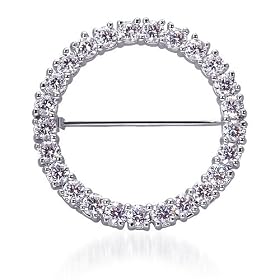 Gorgeous and Rich Circle of Lights: Sterling Silver Antique Style Circle Pin with Cubic Zirconia