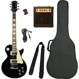 Barcelona Beginner Series LP Style Electric Guitar Bundle with 10-Watt Amp - Black