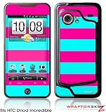 HTC Droid Incredible Skin - Kearas Psycho Stripes Neon Teal and Hot Pink by WraptorSkinz
