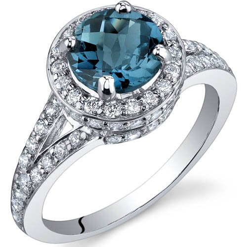 Majestic Sensation 1.50 Carats London Blue Topaz Ring in Sterling Silver Size 5 to 9