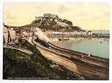 GIANT Wall Sticker of: Jersey, Gorey and the castle, Channel Island, England wall sized poster (photochrom) photochrome measured in inches