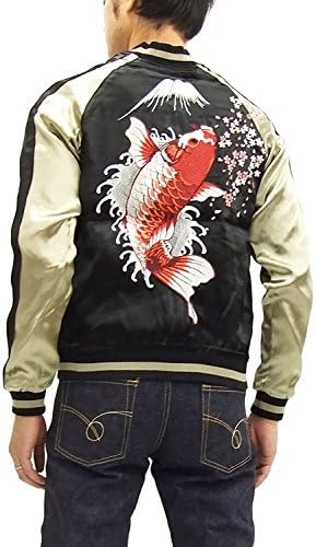 Japanesque Japanese Souvenir Jacket 3RSJ-022 Koi Fish Men's Sukajan (X-Large)
