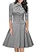 Miusol Women's Official Bow Neck Plaid Slim Half Sleeve Vintage Dress