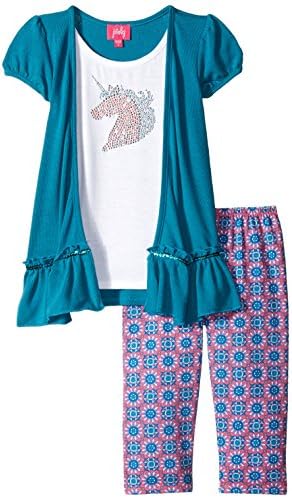 Pinky Pink Little Girls' Short Sleeve Cozy Unicorn Sweater Set, Jade Animal, 4