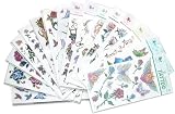 8 Packs Butterflies & Roses Temporary Tattoo Flash with Glitter