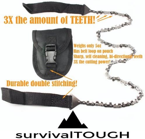 Triple Tooth Pocket Chainsaw (3X the TEETH, 26 Inch)(Cuts faster than Wire Saw, works as High Limb Saw, great for Camping, Backpacking, Hunting, Bug Out Kits, Emergency Kits, Christmas Tree cutting)