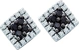 Square 1/4 Ctw. Black and White Diamond Earring Studs