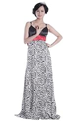 Sexy V-neck  Zebra Print Plunging Neck Spaghetti Strap Polyester Evening Dress/Party Dress  With a Bow(s) and a Ribbon 