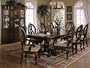 All new item 7 pc cherry brown finish wood Versaille collection double pedestal dining room table set