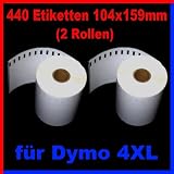 Produkt-Bild: 440 Etiketten / Labels (2 Rollen) f&uuml;r DYMO LabelWriter 4XL 104 x 159 mm - 4 XL Versandetiketten / Shipping-Labels (4XL-S0904980-440-104x159)