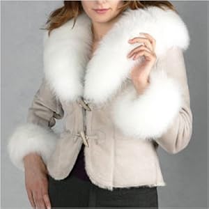 Buy BGSD Ladies Fox Fur Trim Slim Shearling Blazer Jacket by Luxury Lane
