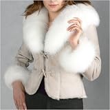 BGSD Women's Fox Fur Trim Slim Shearling Blazer Jacket