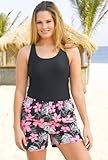 IMAGE OF Two-in-One! Reversible Coverage Plus Size Board Shorts by Beach Belle®