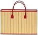 Split Bamboo Shopper Bag with Canvas Lining and Leatherette Handle and Trim 18 1/2 x 12 x 6 1/4