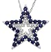 14k White Gold Sapphire and Diamond Star Pendant (.09 cttw)