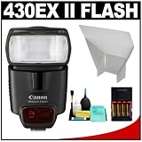 Canon 430EX II Speedlite Flash + Precision Design Bounce Reflector + 4 Batteries and Charger for Canon EOS Rebel XT, XTi, XS, XSi, T1i, 50D, 40D, 5D SLR Digital Cameras