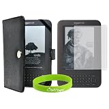 CrazyOnDigital Kindle 3G 3rd Generation Leather Case with Screen Protector. Bonus wristband includedby CrazyOnDigital