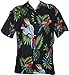 Hawaiian Shirt Parrot Printed Polyester Black Aloha Beach Camp Party Man